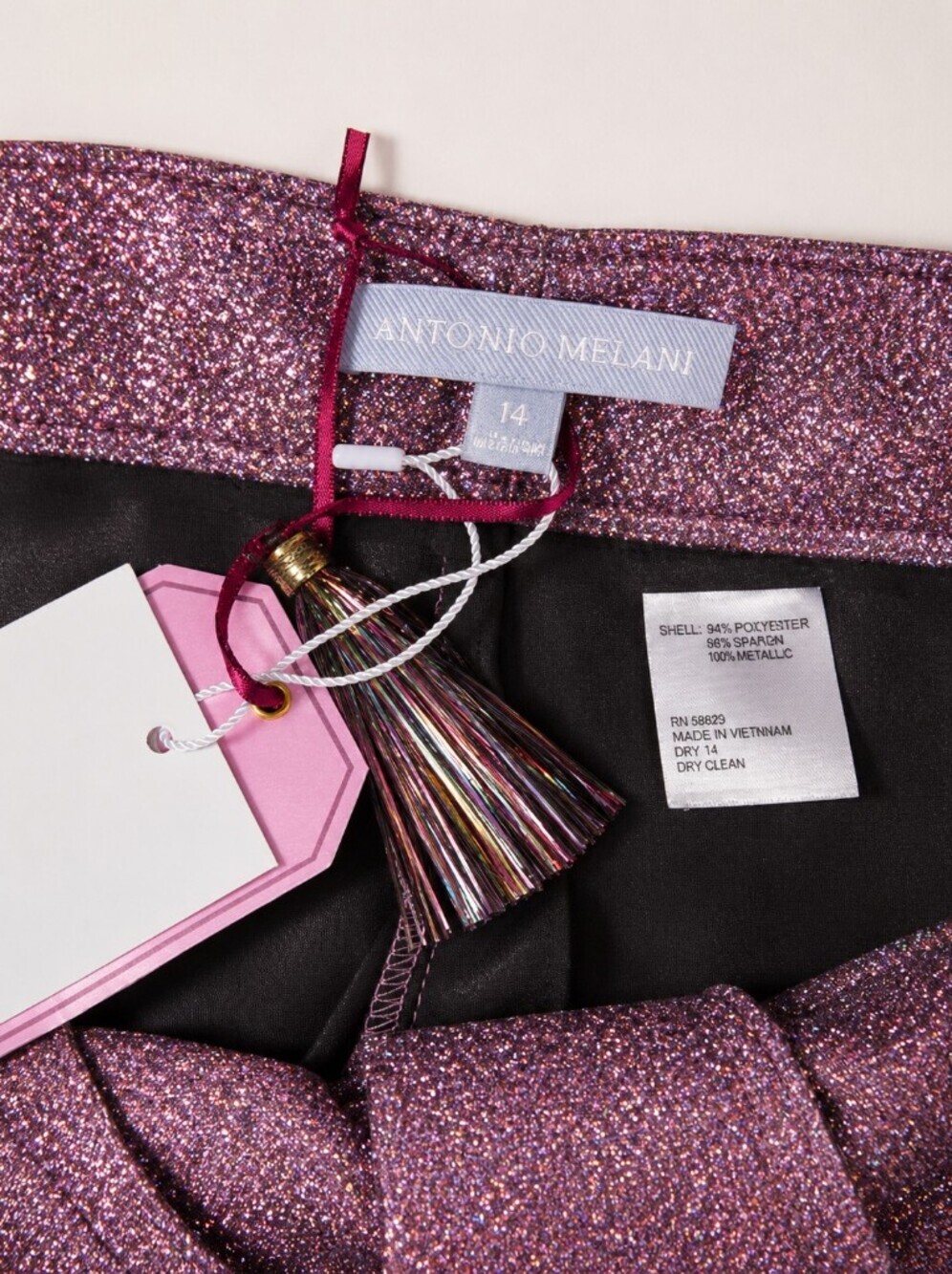 NWT Antonio Melani x The Nat Note Sita Holographic Metallic Pants 14 - Picture 3 of 4